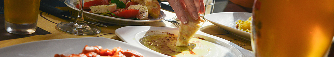 Eating Mediterranean Middle Eastern at Carmel Haifa restaurant in Morris Plains, NJ.
